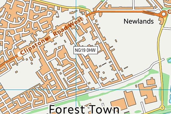 NG19 0HW map - OS VectorMap District (Ordnance Survey)