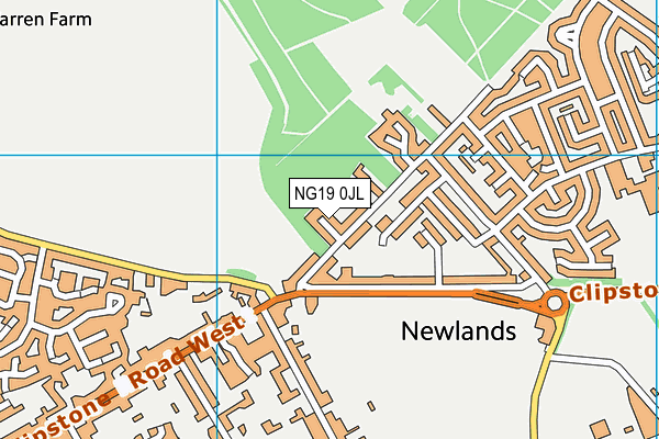 NG19 0JL map - OS VectorMap District (Ordnance Survey)