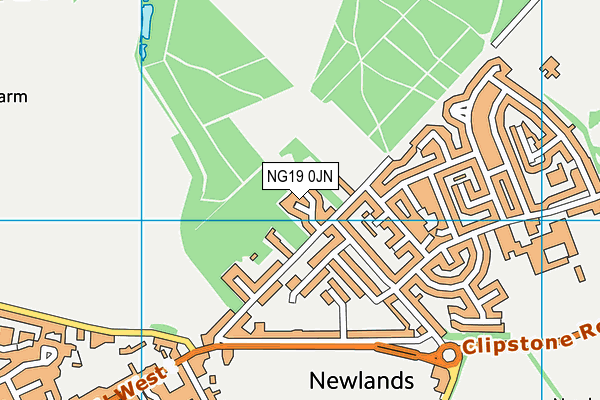 NG19 0JN map - OS VectorMap District (Ordnance Survey)