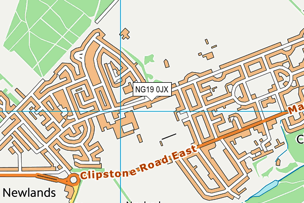 NG19 0JX map - OS VectorMap District (Ordnance Survey)