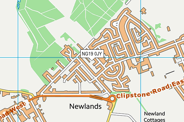 NG19 0JY map - OS VectorMap District (Ordnance Survey)