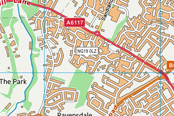 NG19 0LZ map - OS VectorMap District (Ordnance Survey)