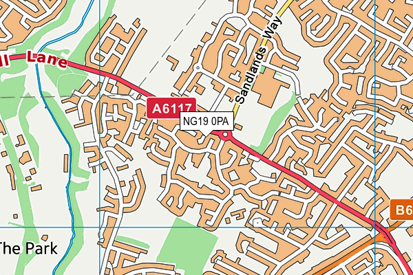 NG19 0PA map - OS VectorMap District (Ordnance Survey)