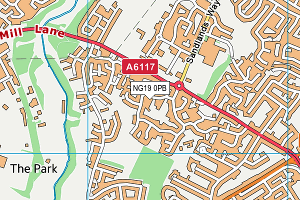 NG19 0PB map - OS VectorMap District (Ordnance Survey)