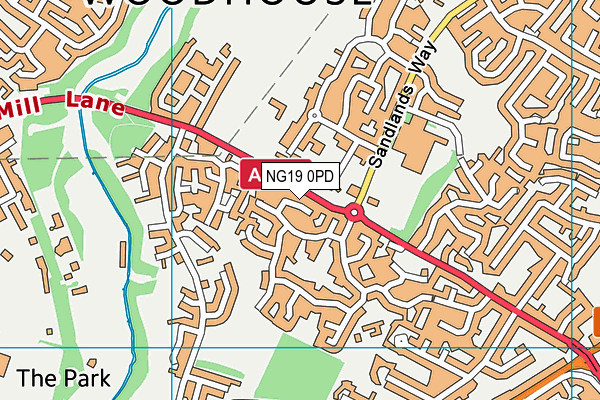 NG19 0PD map - OS VectorMap District (Ordnance Survey)