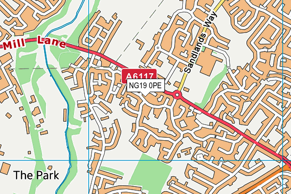 NG19 0PE map - OS VectorMap District (Ordnance Survey)