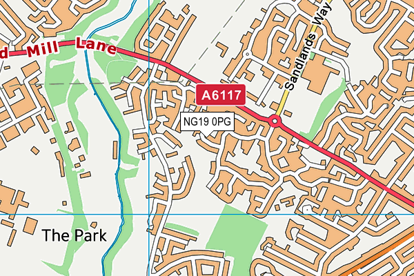 NG19 0PG map - OS VectorMap District (Ordnance Survey)