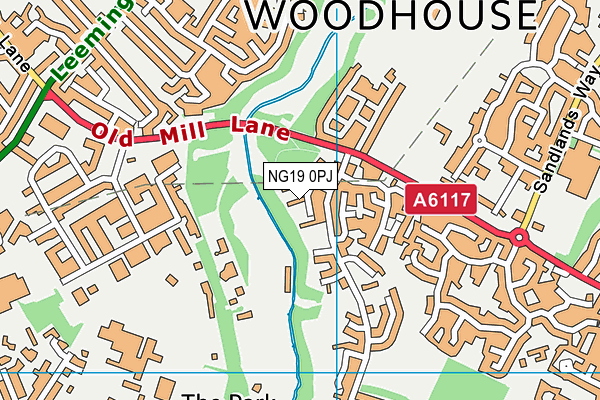 NG19 0PJ map - OS VectorMap District (Ordnance Survey)