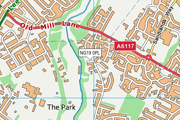 NG19 0PL map - OS VectorMap District (Ordnance Survey)