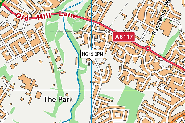 NG19 0PN map - OS VectorMap District (Ordnance Survey)