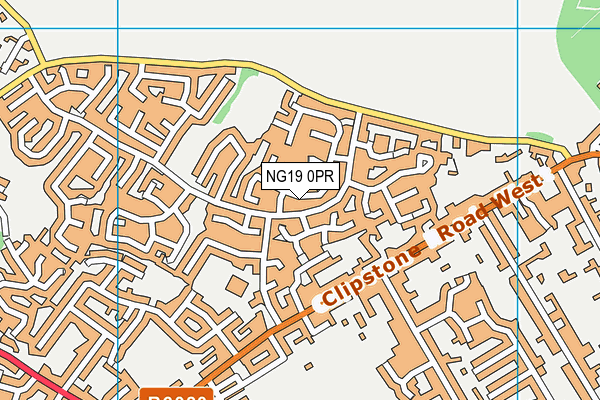 NG19 0PR map - OS VectorMap District (Ordnance Survey)