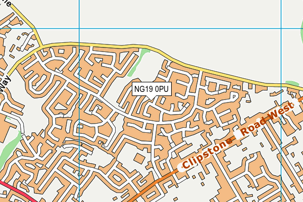 NG19 0PU map - OS VectorMap District (Ordnance Survey)