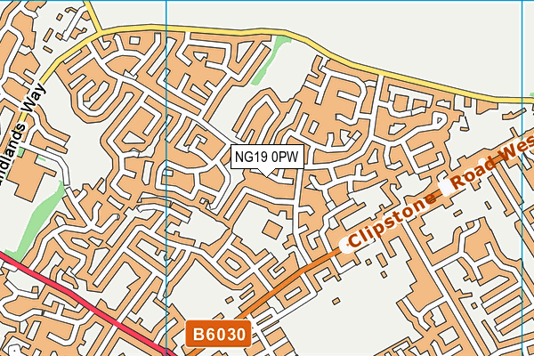 NG19 0PW map - OS VectorMap District (Ordnance Survey)