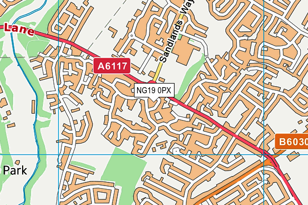 NG19 0PX map - OS VectorMap District (Ordnance Survey)