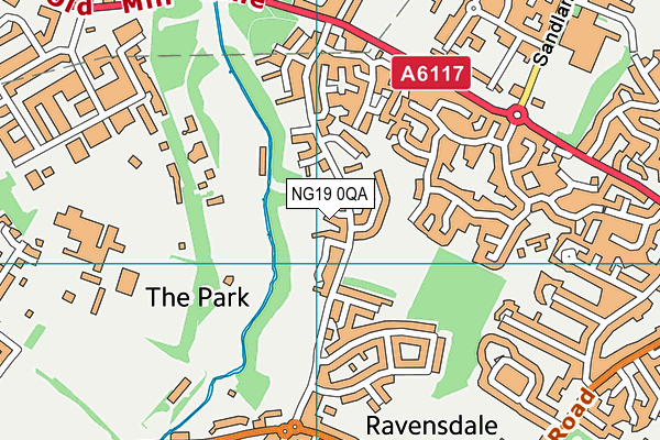 NG19 0QA map - OS VectorMap District (Ordnance Survey)