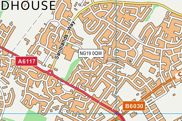 NG19 0QW map - OS VectorMap District (Ordnance Survey)