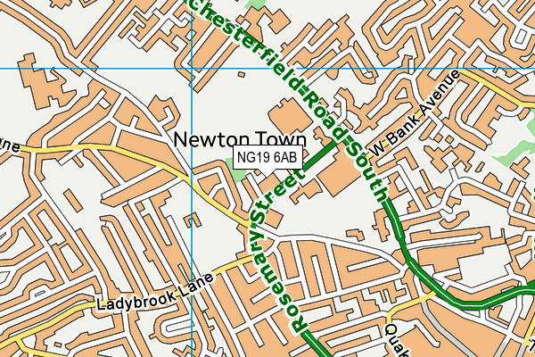 NG19 6AB map - OS VectorMap District (Ordnance Survey)