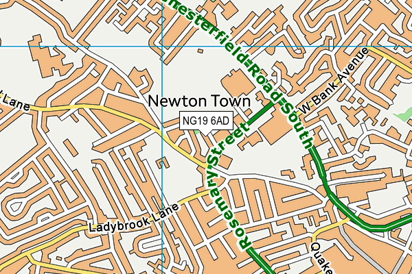 NG19 6AD map - OS VectorMap District (Ordnance Survey)