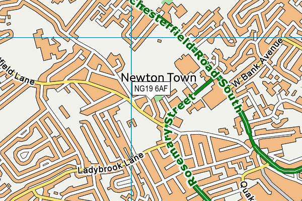 NG19 6AF map - OS VectorMap District (Ordnance Survey)