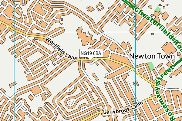 NG19 6BA map - OS VectorMap District (Ordnance Survey)