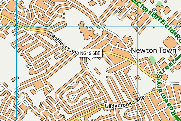 NG19 6BE map - OS VectorMap District (Ordnance Survey)