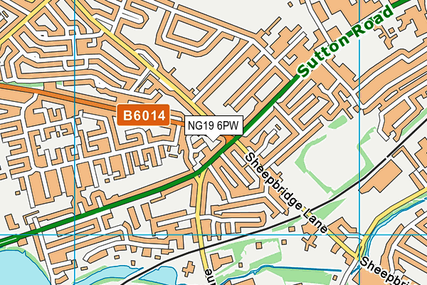 NG19 6PW map - OS VectorMap District (Ordnance Survey)