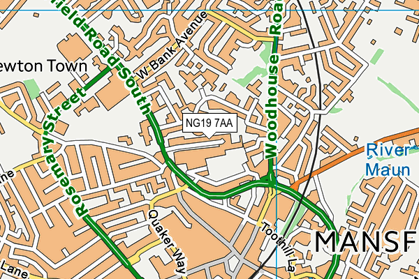 NG19 7AA map - OS VectorMap District (Ordnance Survey)