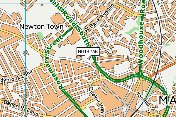 NG19 7AB map - OS VectorMap District (Ordnance Survey)