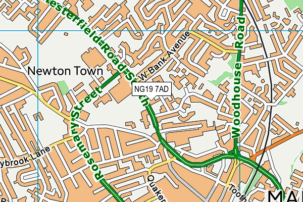 NG19 7AD map - OS VectorMap District (Ordnance Survey)