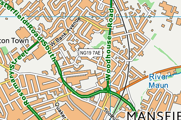 NG19 7AE map - OS VectorMap District (Ordnance Survey)