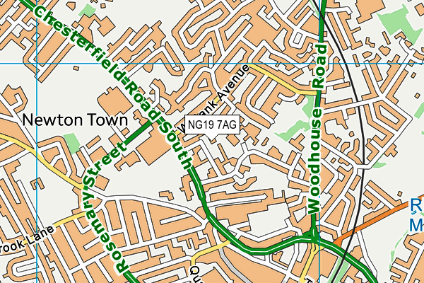 NG19 7AG map - OS VectorMap District (Ordnance Survey)