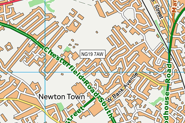 NG19 7AW map - OS VectorMap District (Ordnance Survey)