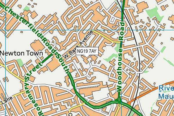 NG19 7AY map - OS VectorMap District (Ordnance Survey)