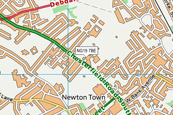 NG19 7BE map - OS VectorMap District (Ordnance Survey)
