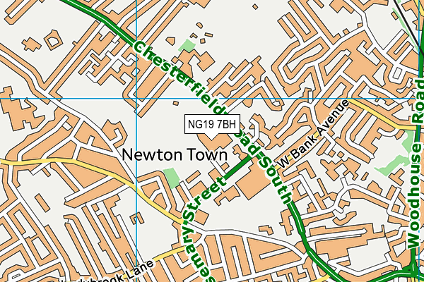 NG19 7BH map - OS VectorMap District (Ordnance Survey)