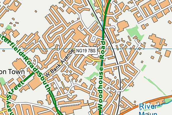 NG19 7BS map - OS VectorMap District (Ordnance Survey)