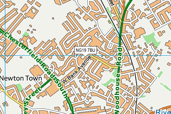 NG19 7BU map - OS VectorMap District (Ordnance Survey)