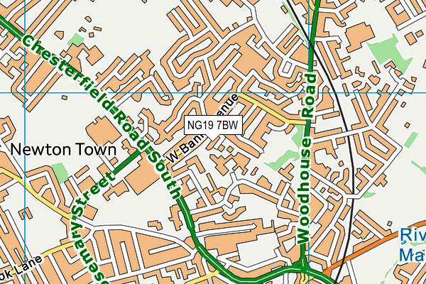 NG19 7BW map - OS VectorMap District (Ordnance Survey)