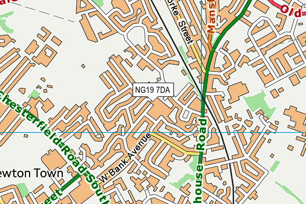 NG19 7DA map - OS VectorMap District (Ordnance Survey)