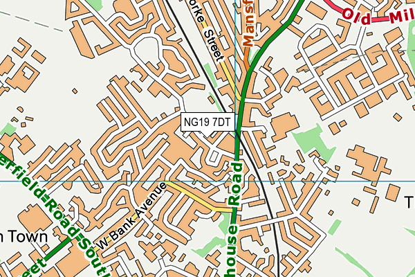 NG19 7DT map - OS VectorMap District (Ordnance Survey)
