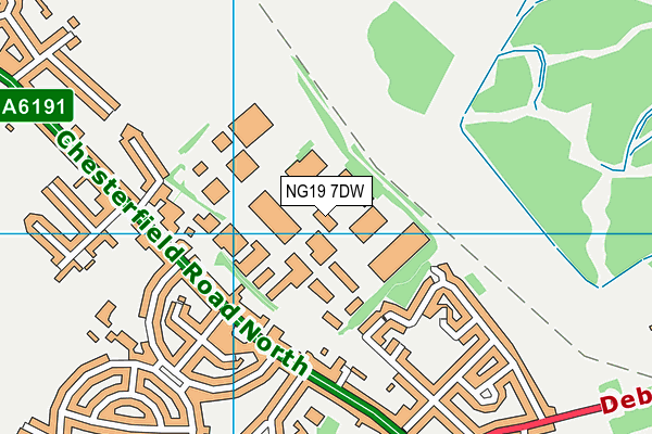 NG19 7DW map - OS VectorMap District (Ordnance Survey)