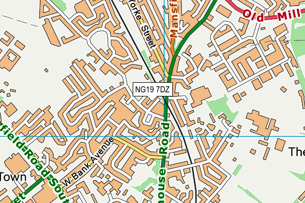 NG19 7DZ map - OS VectorMap District (Ordnance Survey)