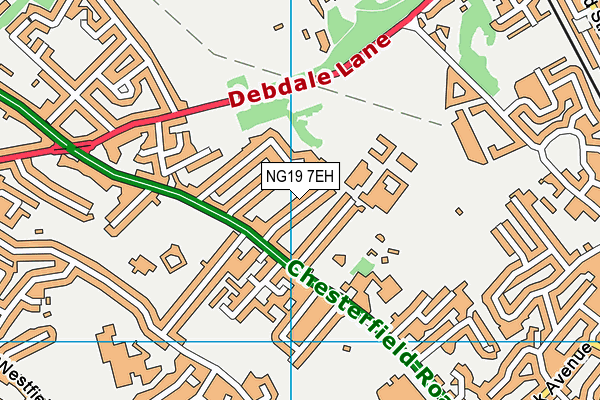 NG19 7EH map - OS VectorMap District (Ordnance Survey)