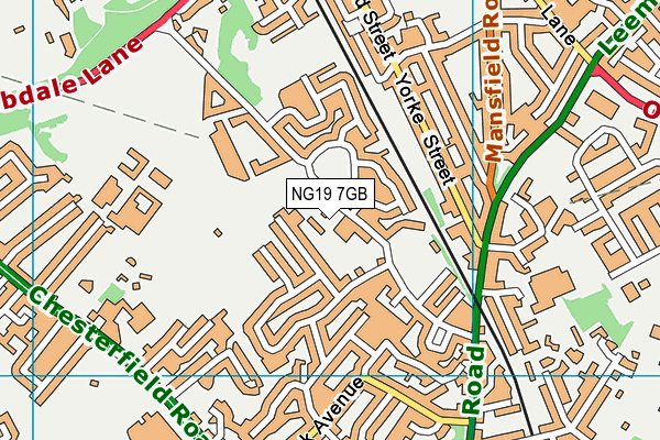 NG19 7GB map - OS VectorMap District (Ordnance Survey)