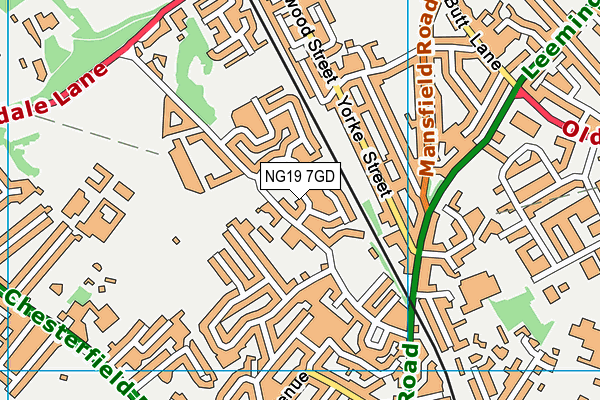 NG19 7GD map - OS VectorMap District (Ordnance Survey)