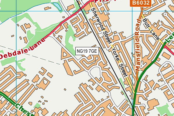 NG19 7GE map - OS VectorMap District (Ordnance Survey)