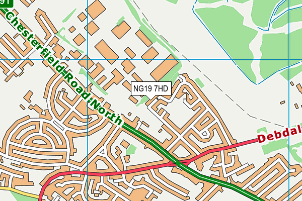 NG19 7HD map - OS VectorMap District (Ordnance Survey)