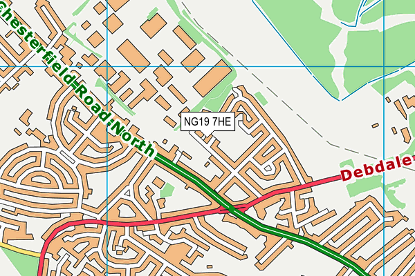 NG19 7HE map - OS VectorMap District (Ordnance Survey)