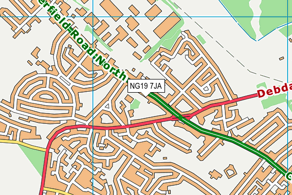 NG19 7JA map - OS VectorMap District (Ordnance Survey)