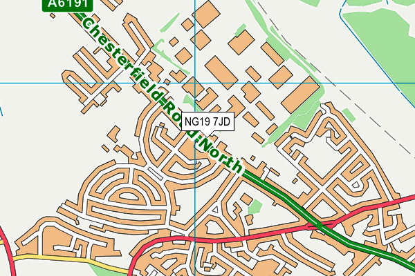 NG19 7JD map - OS VectorMap District (Ordnance Survey)